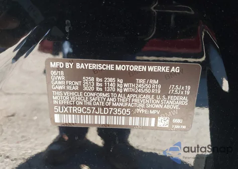 2018 BMW X3 xDrive30I из США, поврежденный, VIN 5UXTR9C57JLD73505